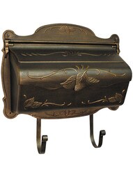Floral Design Cast-Aluminum Horizontal Mailbox in Rubbed Bronze.